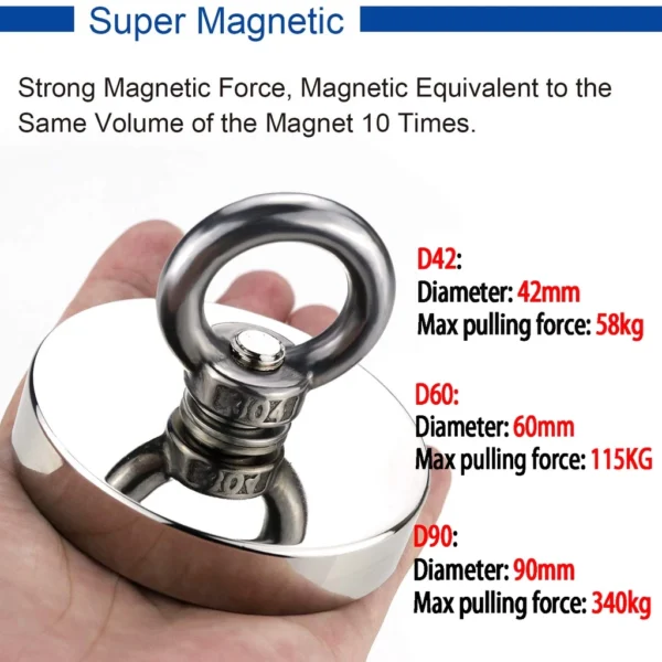 Super Strong N45 Neodymium Magnet for Fishing and Salvage