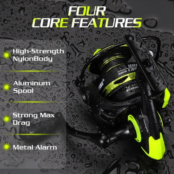 Spinning Fishing Reel Max 20LBS Drag Powerful 5 2 1 High speed Mental Waterproof Rotating Reel for Bass Trout Suitable Free Hooks