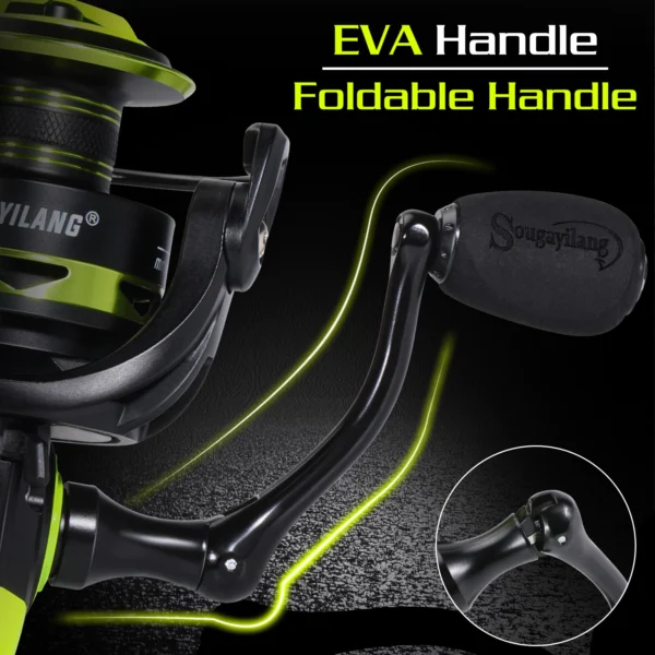 Spinning Fishing Reel Max 20LBS Drag Powerful 5 2 1 High speed Mental Waterproof Rotating Reel for Bass Trout Suitable Free Hooks