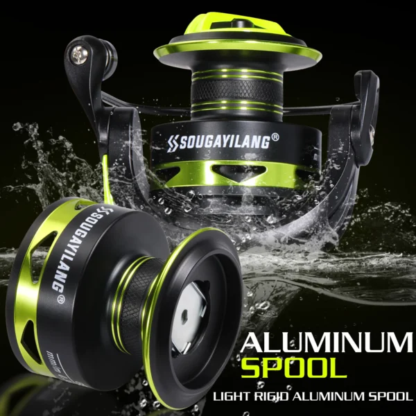 Spinning Fishing Reel Max 20LBS Drag Powerful 5 2 1 High speed Mental Waterproof Rotating Reel for Bass Trout Suitable Free Hooks