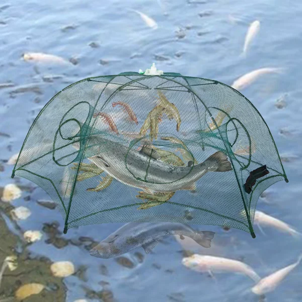 Portable Folding Fishing Net Shrimp Cage Nylon Automatic Foldable Catch Fish Trap