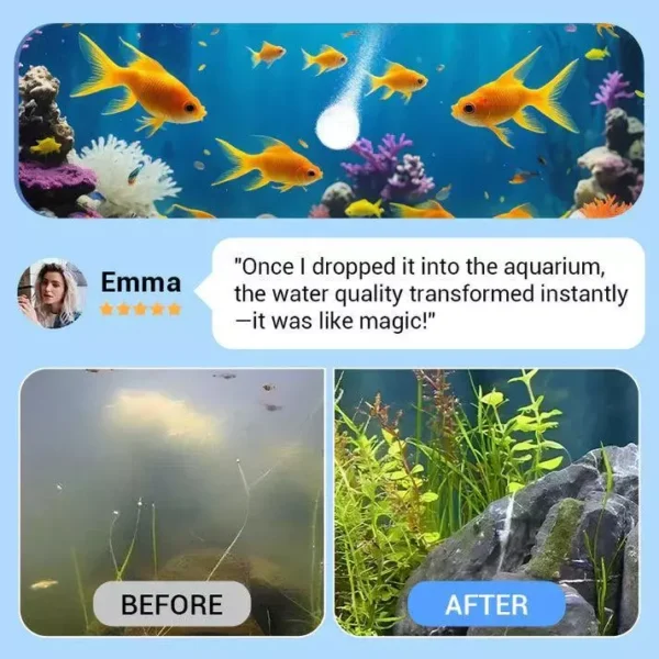 Ultra Strong Aquarium Water Purifier Tablets Fast Acting Removes Algae Toxins Safe for Fish Coral