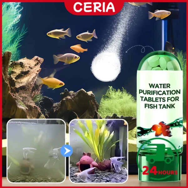 Ultra Strong Aquarium Water Purifier Tablets Fast Acting Removes Algae Toxins Safe for Fish Coral