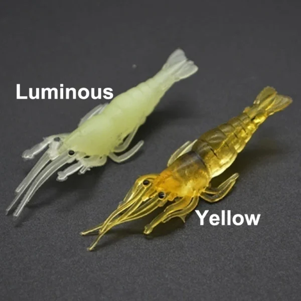 Soft Simulation Shrimp Prawn Lure Hook Tackle Bait Fishing Lures Artificial bait Luminous Shrimp 4cm