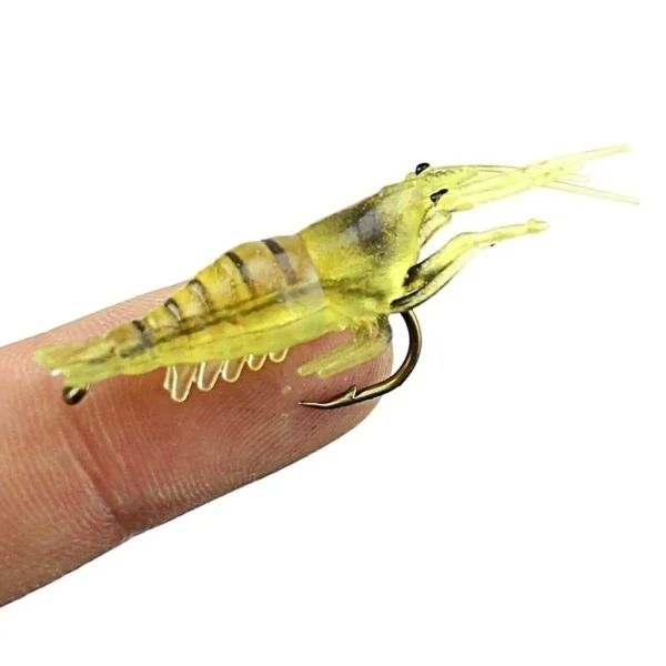 Soft Simulation Shrimp Prawn Lure Hook Tackle Bait Fishing Lures Artificial bait Luminous Shrimp 4cm