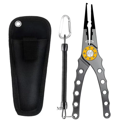 Aluminum Alloy Fishing Pliers Lightweight Fishing Tackle Pliers Braid Equipped With Sheath And Lanyard Playar